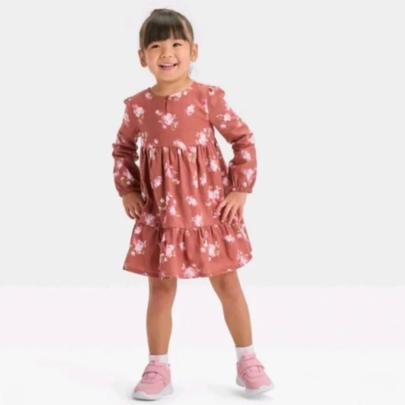 OshKosh B'gosh | Dresses | Oshkosh Bgosh Toddler Girls Floral Long Sleeve  Aline Dress Brown 5t | Poshmark